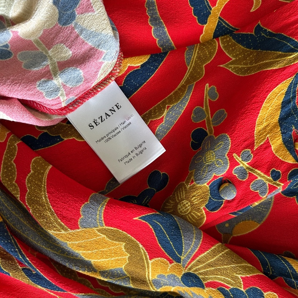 Sezane Vic Dress Midi Milanese Flower Print - Picture 6 of 10